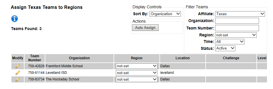 Assigning regions within the Resource Area