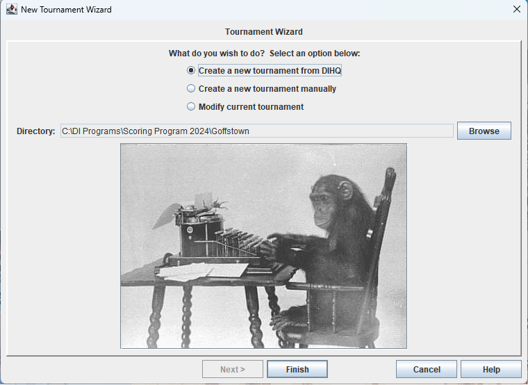 Launching the Tournament Wizard in the Classic Scoring Program