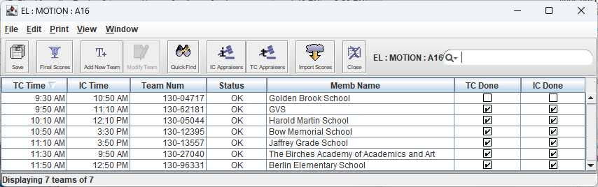 Challenge-level room summary in the Classic Scoring Program