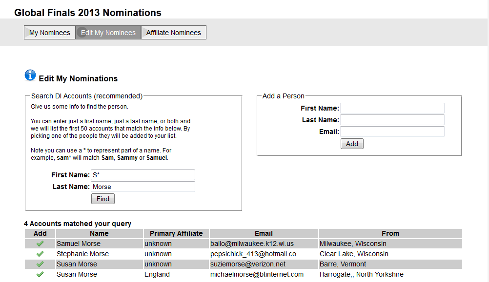 Nominate an unlisted official for Global Finals